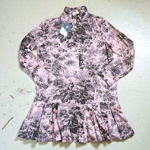 Tuckernuck Pressed Powder Toile Tate Dress Size Medium Pink NWT